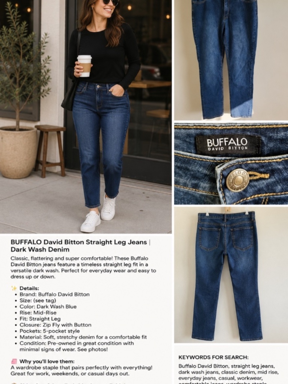 5/25$ - Buffalo David Bitton Women's Boot Cut Jeans - Dark Blue